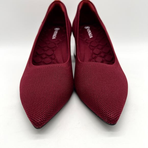VIVAIA Aria Pointed Toe Block Heel Pump Womens 40 Bordeaux Burgundy Lucite Heel - Picture 2 of 11